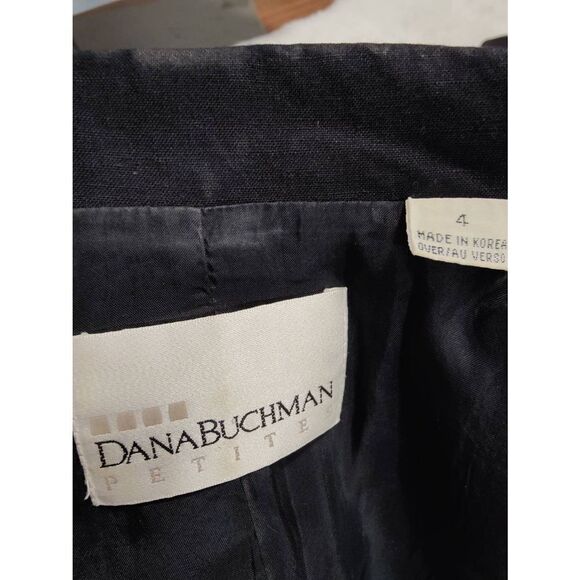 Dana Buchman Linen Blend Embroidered Lined Fitted Blazer with Shoulder Pads - Picture 5 of 6